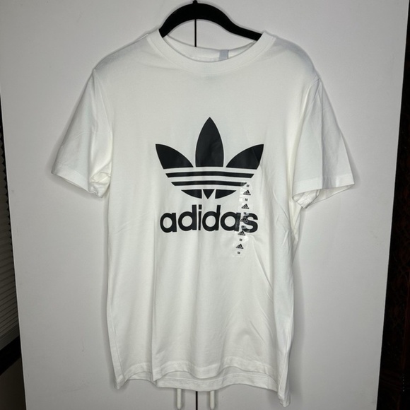 Adidas Women Trefoil Short Sleeve T-Shirt White/Black Size Medium GN2899 NEW - Picture 1 of 3